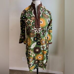 SULU COLLECTION EMBROIDERED KAFTAN DRESS SIZE 4 floral embellished lightweight